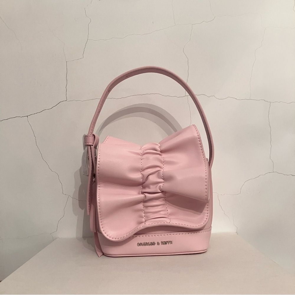 Charles & Keith Kadee Ruched Bow-Charm Mini Bag NWT